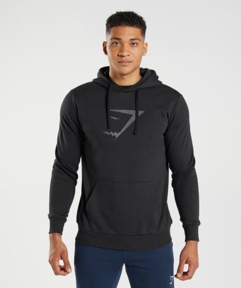 Bluzy Z Kapturem Gymshark Sharkhead Infill Męskie Czarne | PL 546GYZ